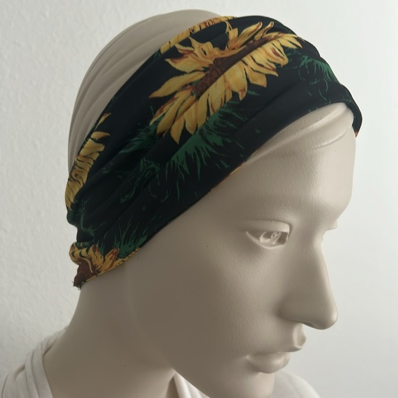 Vibrant Sunflower Wide Boho Stretch Headband - Picture 5 of 11